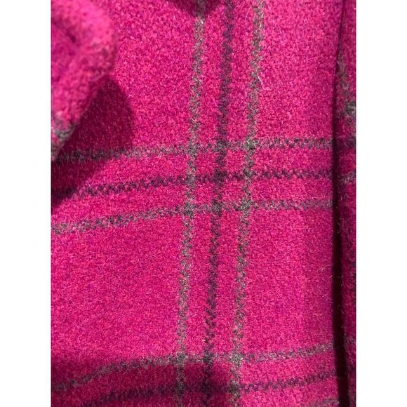 MODA INTERNATION Poly wool blend pink plaid winter coat women's size Large - Picture 3 of 7